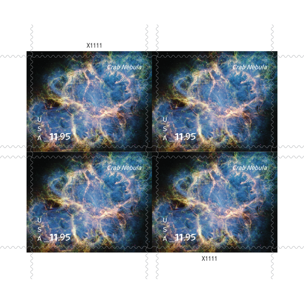 (2026) Crab Nebula Priority Mail Stamps, Sheet of 4