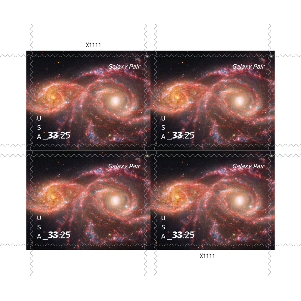 (2026) Galaxy Pair Priority Mail Express Stamps, Sheet of 4