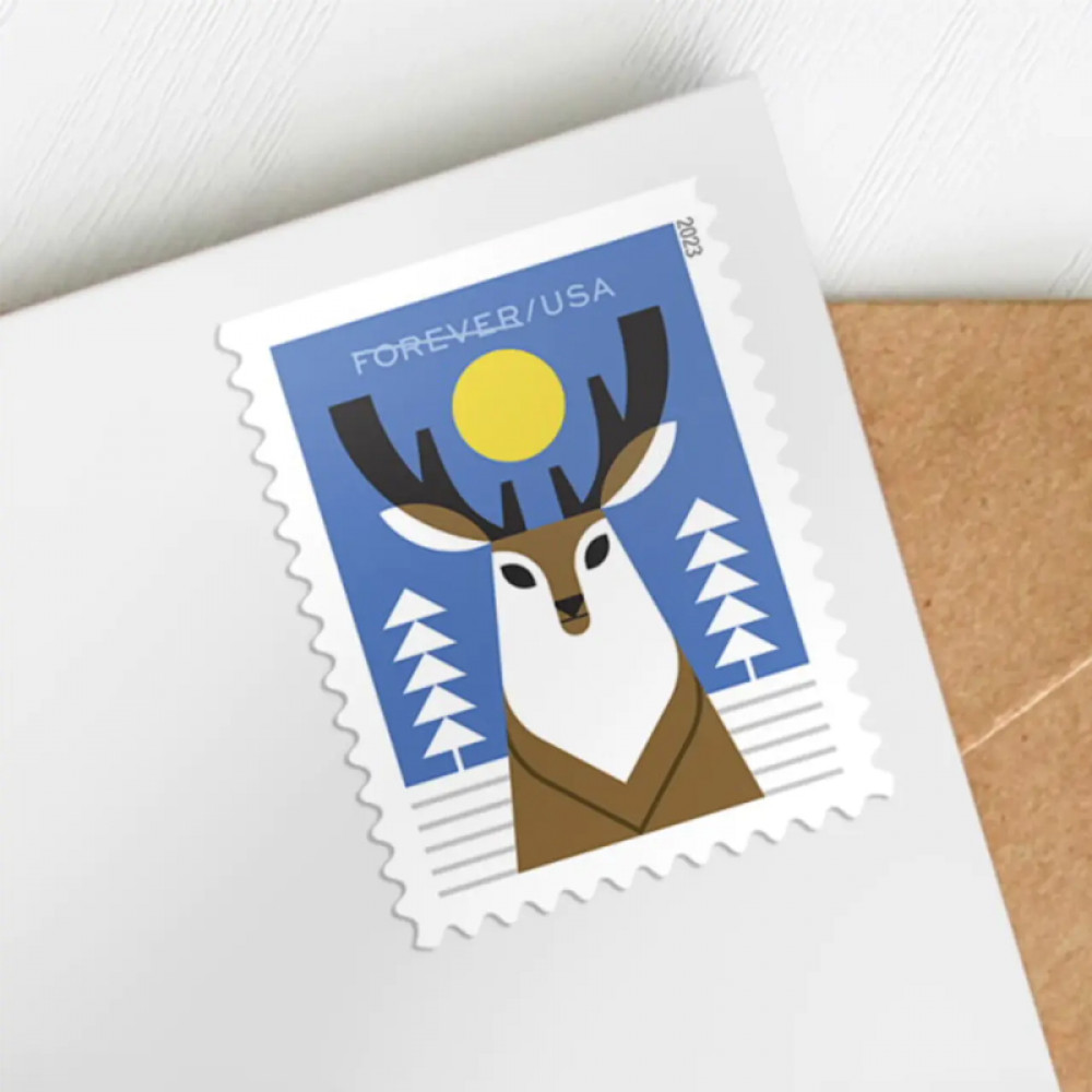 2023 Winter Woodland Animals Forever Postage Stamps (a Deer. Fox. Rabbit. and Owl